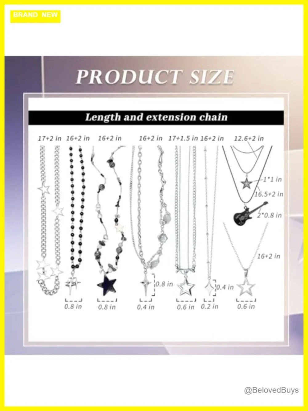 8Pc Y2k Star Choker Necklace Set Alloy Stainless Steel Punk Grunge
